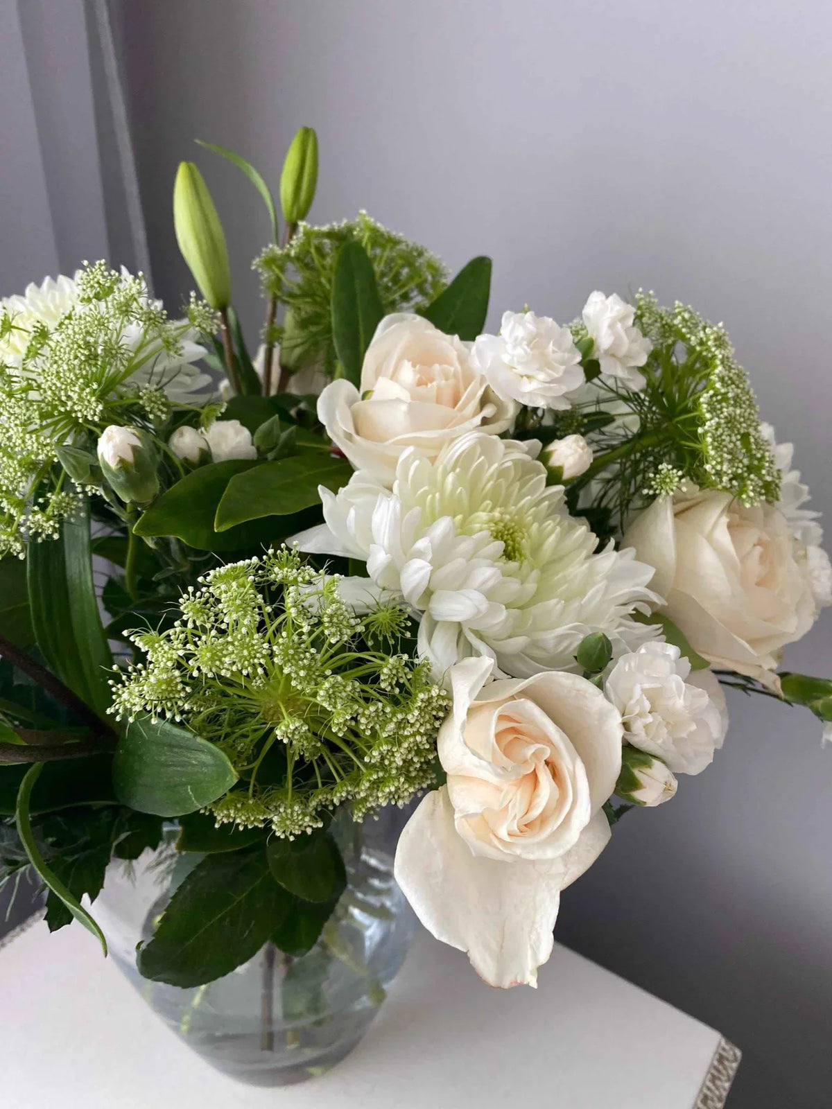 White Flowers Bouquet - Fresh Thank You Flowers Delivered UK