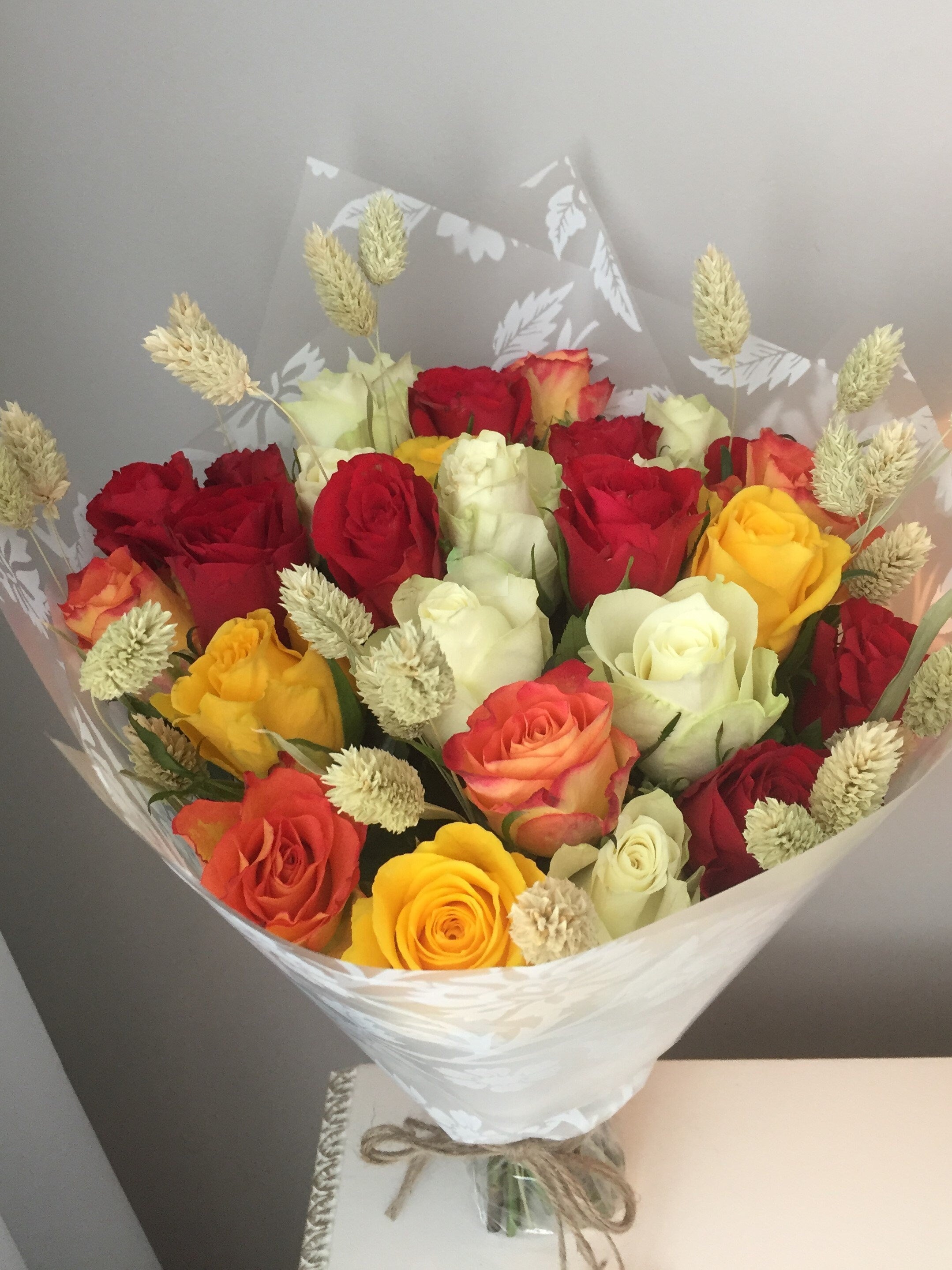 Mixed roses dried flowers bouquet birthday anniversary gift UK