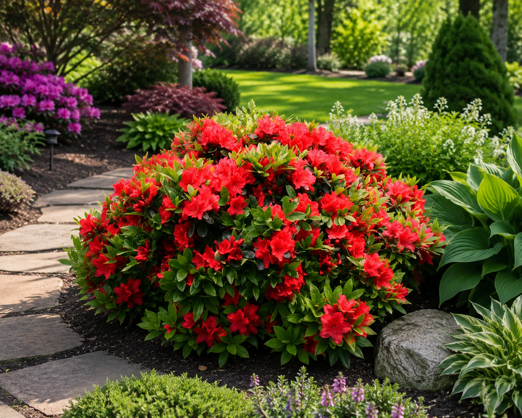 Red Azalea Japanese Evergreen Shrub - Hardy Garden Plant in Grower's Pot (9cm Pot, 20-30cm)